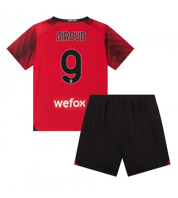 AC Milan Olivier Giroud #9 Koszulka Podstawowych Dziecięca 2023-24 Krótki Rękaw (+ Krótkie spodenki)
